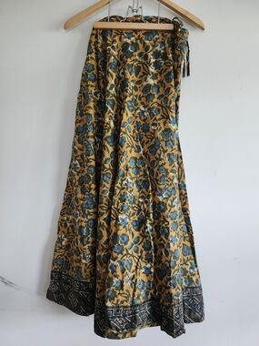 🌻 Bohemian Floral Maxi Skirt | Mustard Base | Indian Made